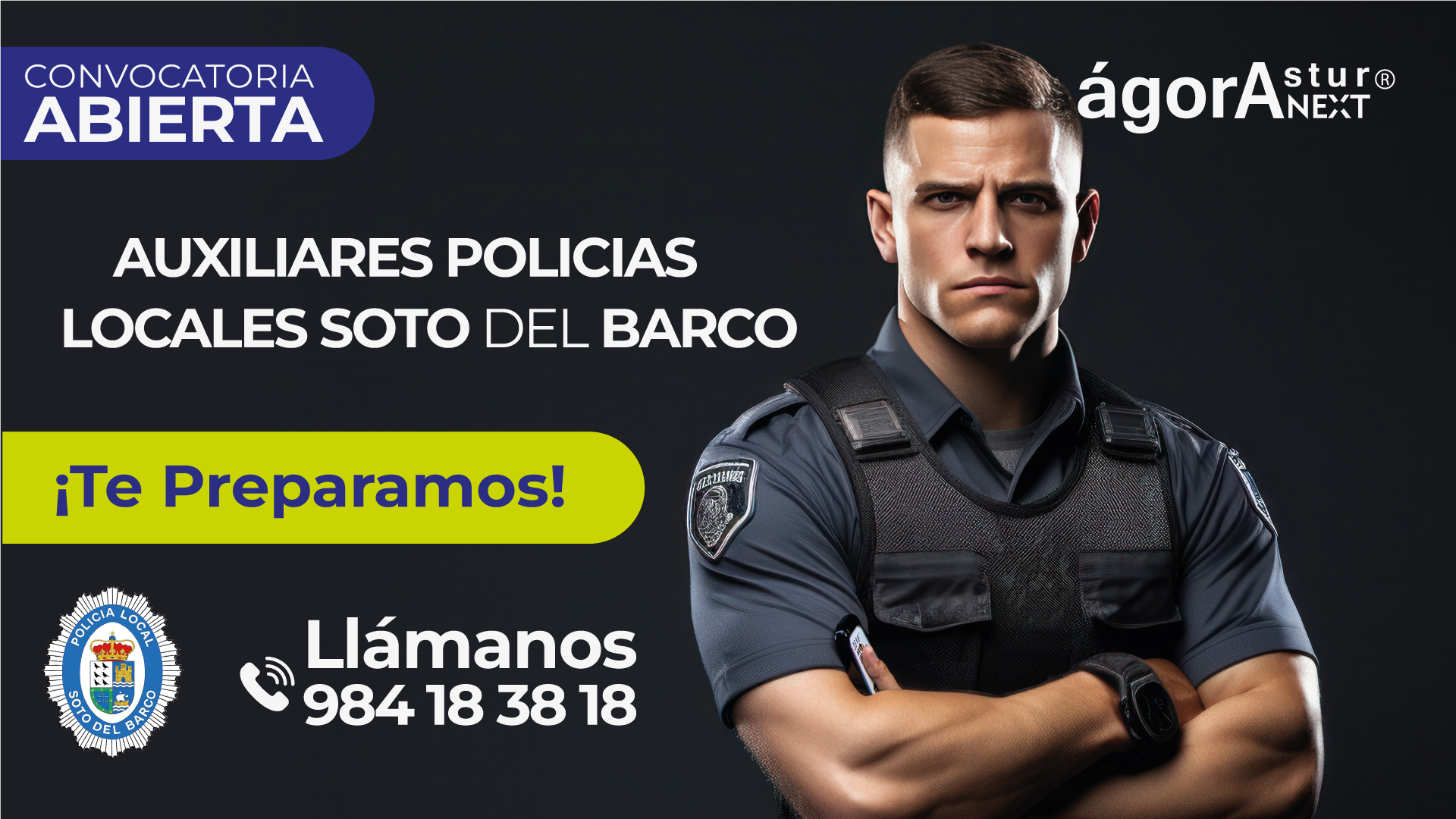 Abierta Convocatoria de Auxiliares de Policía Local Ayuntamiento de Soto del Barco.